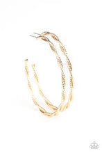 Load image into Gallery viewer, Totally Throttled Gold Hoop Earring~Paparazzi Acessories
